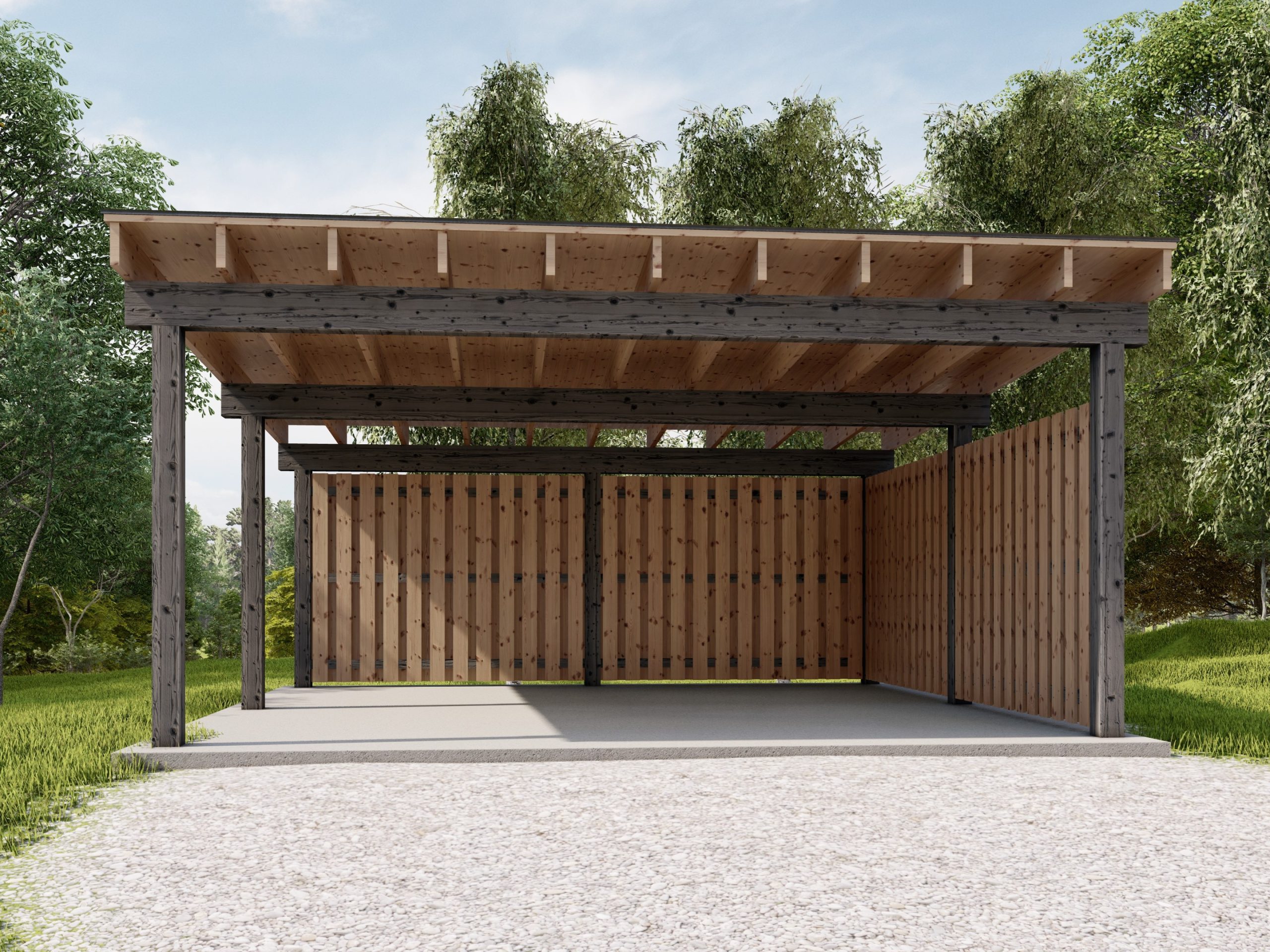 20'x20' Modern Carport Plan: 2-Car Pavilion visual