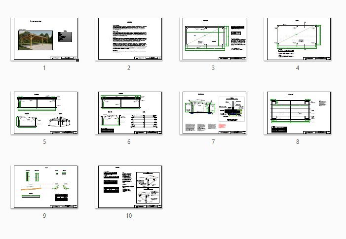 4 Car Carport Plans, 18' x 36' Lean to Pavilion Blueprints