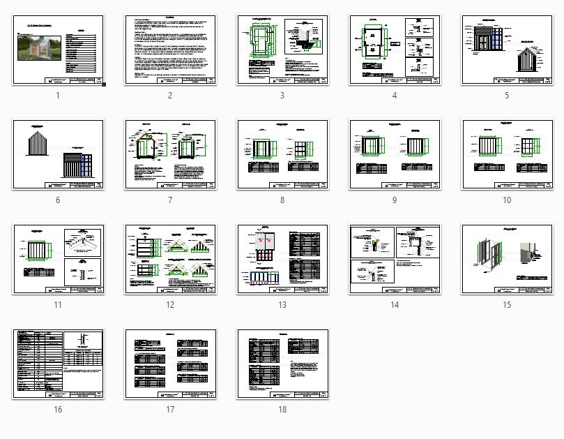 8'x13' Small Garden Greenhouse Shed plans, Wood Construction Glass Greenhouse Drawings blueprint