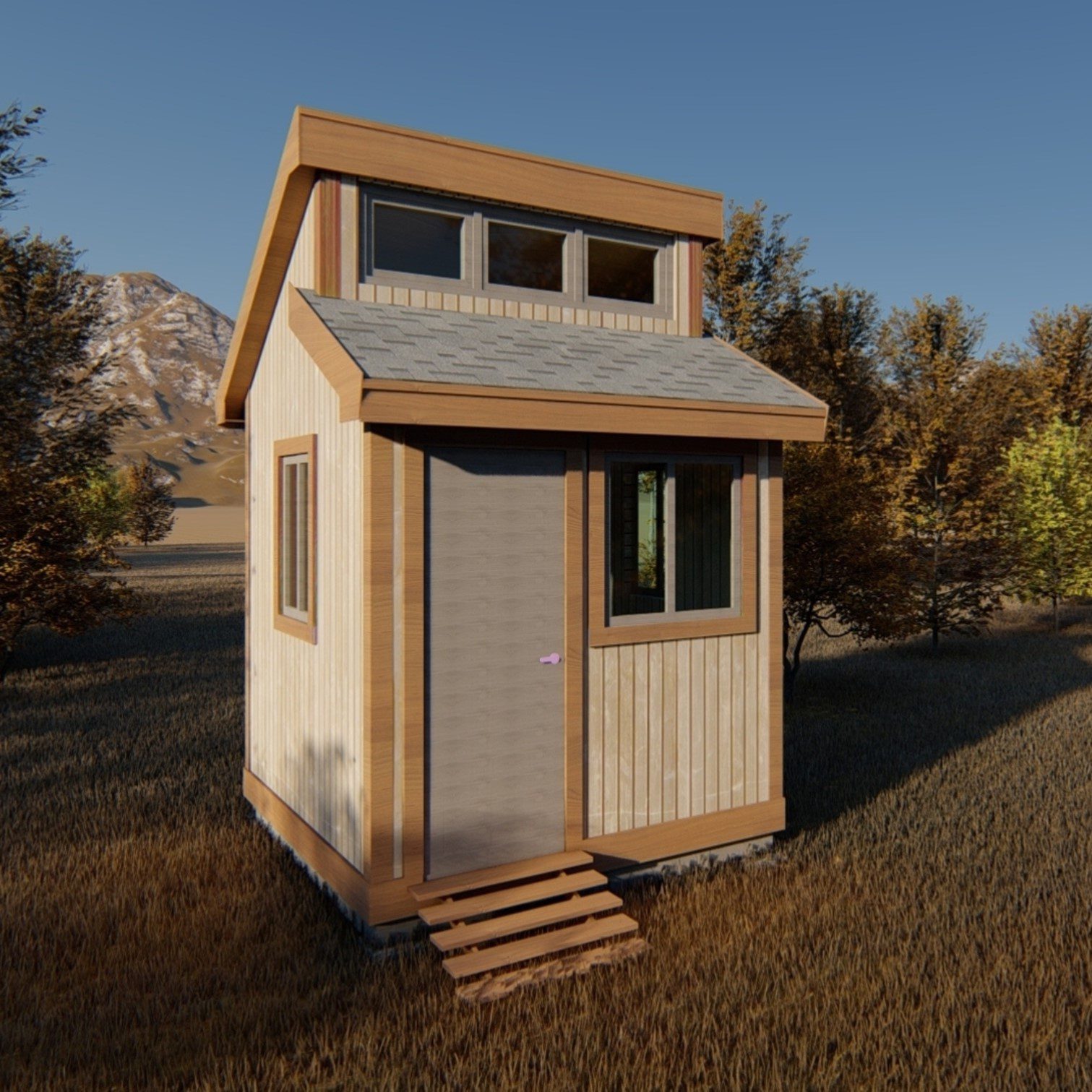8'x 8' Potting Garden Shed Plans: Outdoor Storage Blueprints with Workbench visual from side