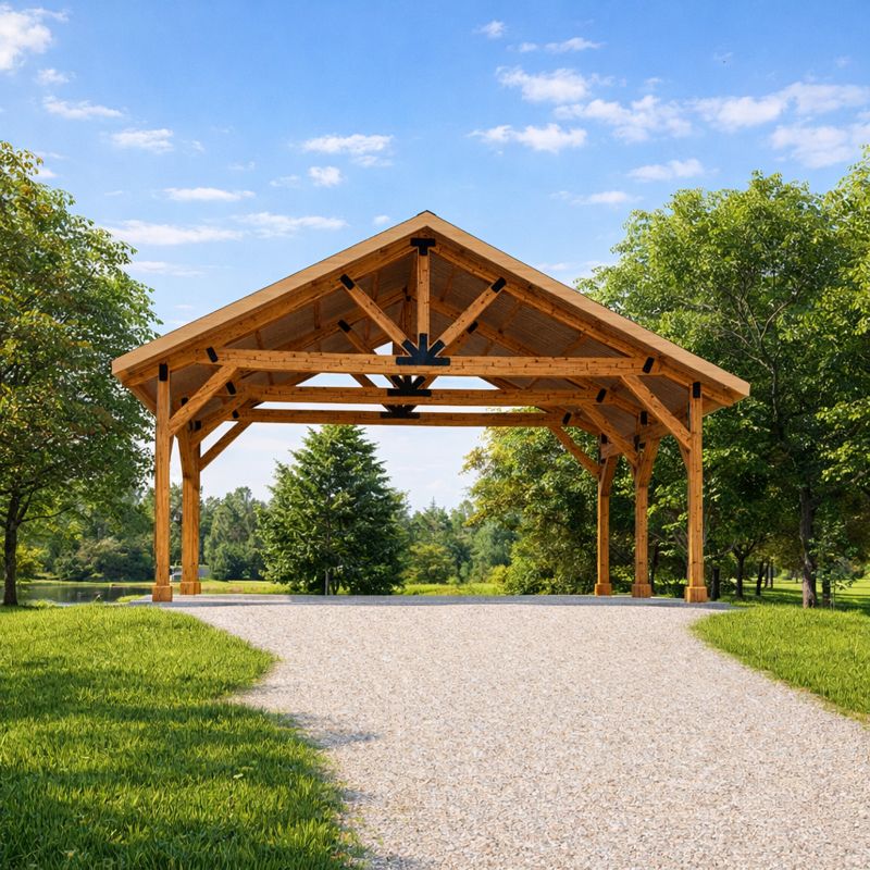 30'x20' Heavy Timber Carport plan, Gable Pavilion visual