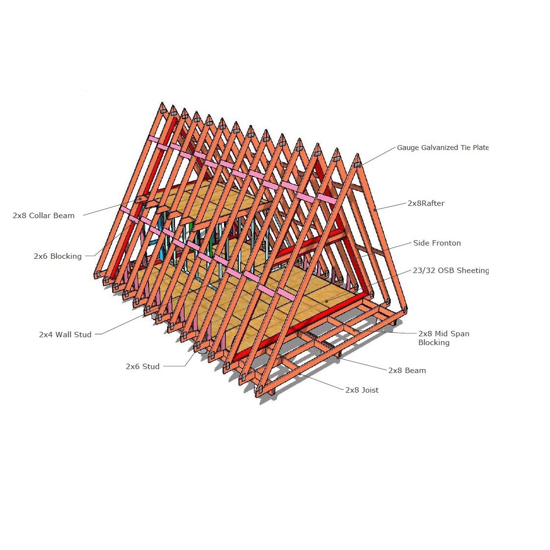 A-Frame Tiny House Plans- 20'x26' Cottage Building Construction Drawing - Image 2