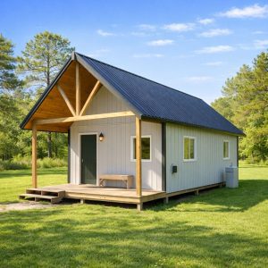 16'x24' Cabin Plans with Covered Porch, Cottage Guest House visual