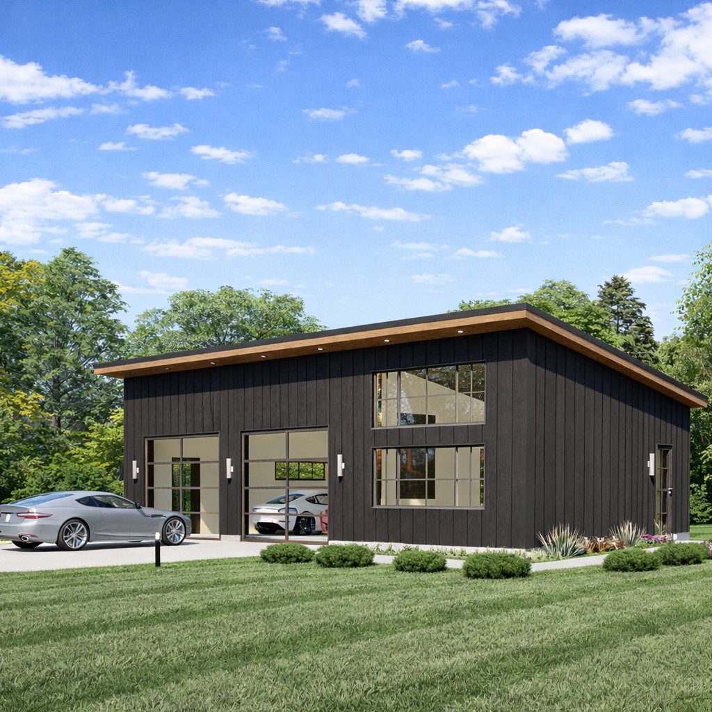 2 Car Modern Garage with Studio Apartment