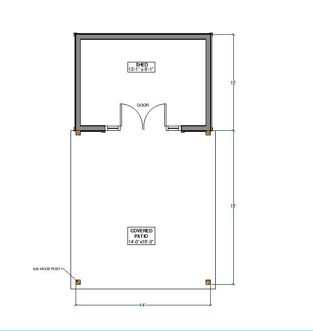 Farmhouse Pavilion Plans, 14'x26' Timber Frame Pool House Blueprints - pavilion
