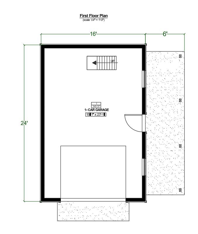 One Car Garage Plans with Loft & Covered Porch