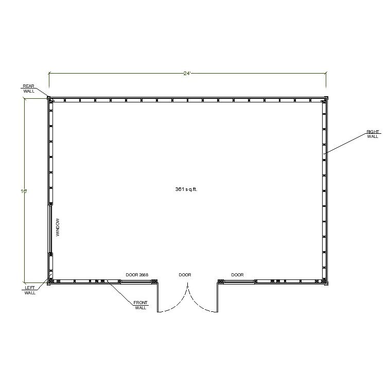 Modern 16' x 24' Shed Plans: Backyard Studio, Garden Storage - floor plan