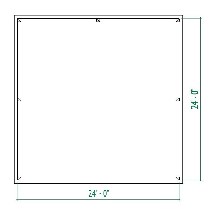 24'x24' Carport plans/ Outdoor Shelter Construction foundations plan