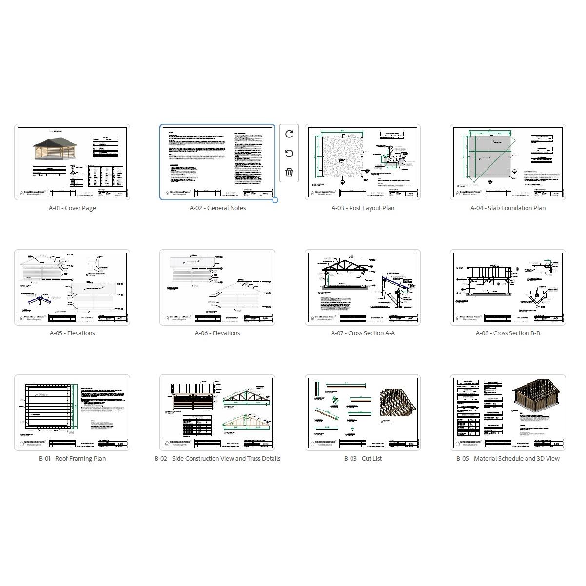 24'x24' Carport plans/ Outdoor Shelter Construction Blueprints