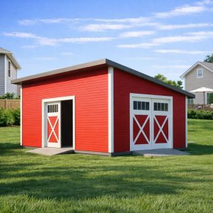 16'x20' Shed Plans: Modern Garage, Workshop, Garden Storage visual red
