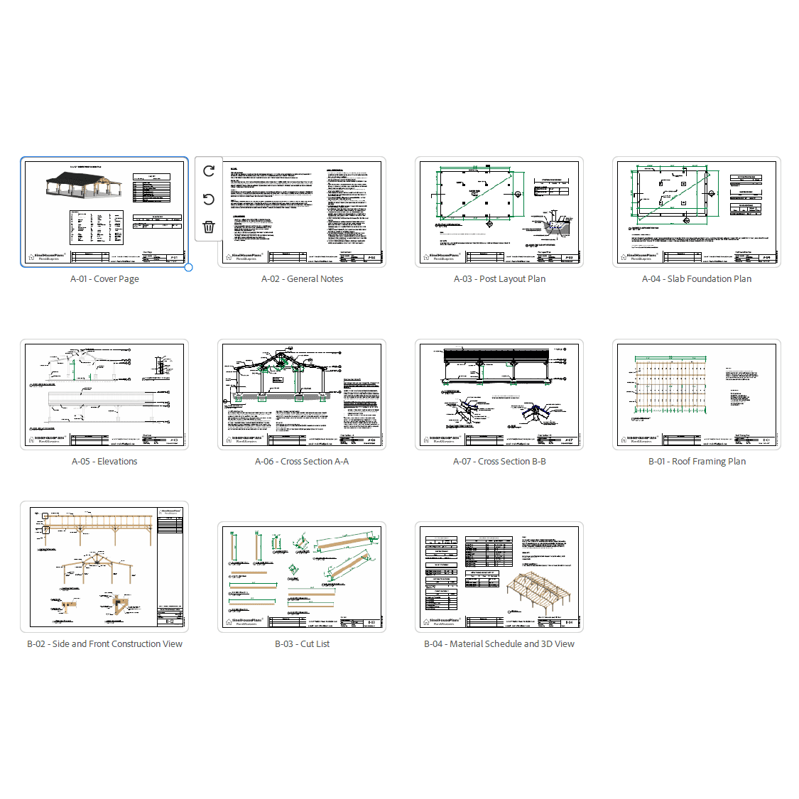 Timber Framed Pavilion Plans, 36'x57' Gazebo Designs, Outdoor Wood Structures Pergola Blueprint