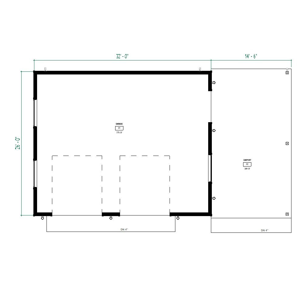 2 Car Garage Plan with Carport – Modern Design