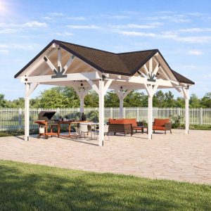 3 Gable Timber Pavilion Plans | 14'x28' Outdoor Pavilion side