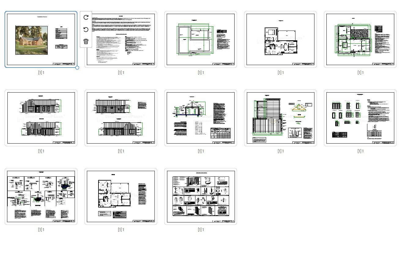3 Bedroom Cottage Plans, 1204 sq ft Ranch Style House Blueprints