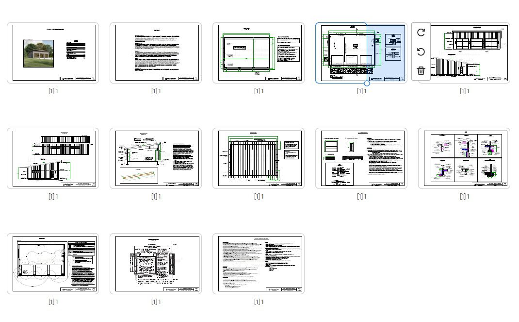 3 Car Modern garage plans, 35'-6''x 24' Contemporary Style Garage Architecture Blueprints