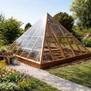 15'x15' Pyramid Framed Greenhouse Plans/Detailed Triangular Construction visual