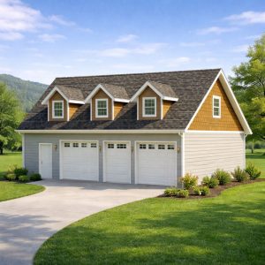 Three Car Garage Plan with Attic Space