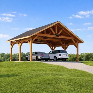 30'x20' Heavy Timber Carport plan, Gable Pavilion side visual