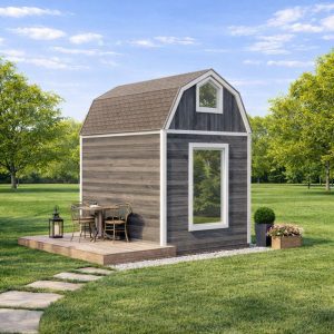 8'x10' Small Cabin Plan with Loft- Shed Building visual from side