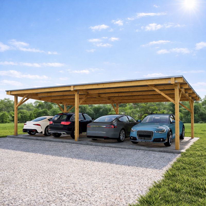 4 Car Carport Plans, 18' x 36' Lean to Pavilion front visual