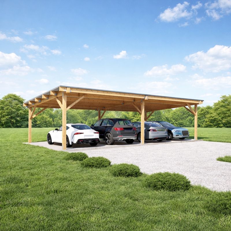 4 Car Carport Plans, 18' x 36' Lean to Pavilion visual