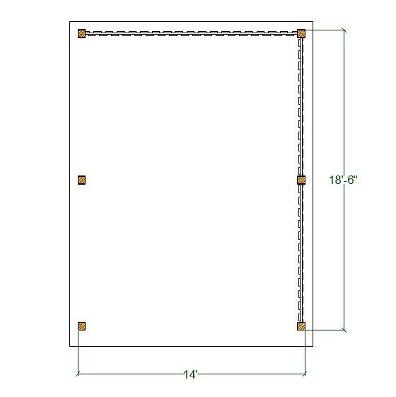 Modern Carport Plans, 14'x18'-6'' Lean to Pavilion Blueprints, One Car Easy-to-Follow Carport Garage floor plan