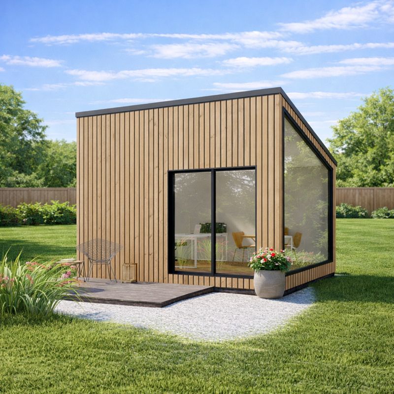Backyard Office Studio Shed Plans, 10'x16' Modern Garden Room ,Modular Small House Workspace visual