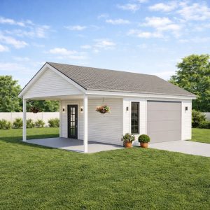 Single Car Garage Plan with Covered Porch