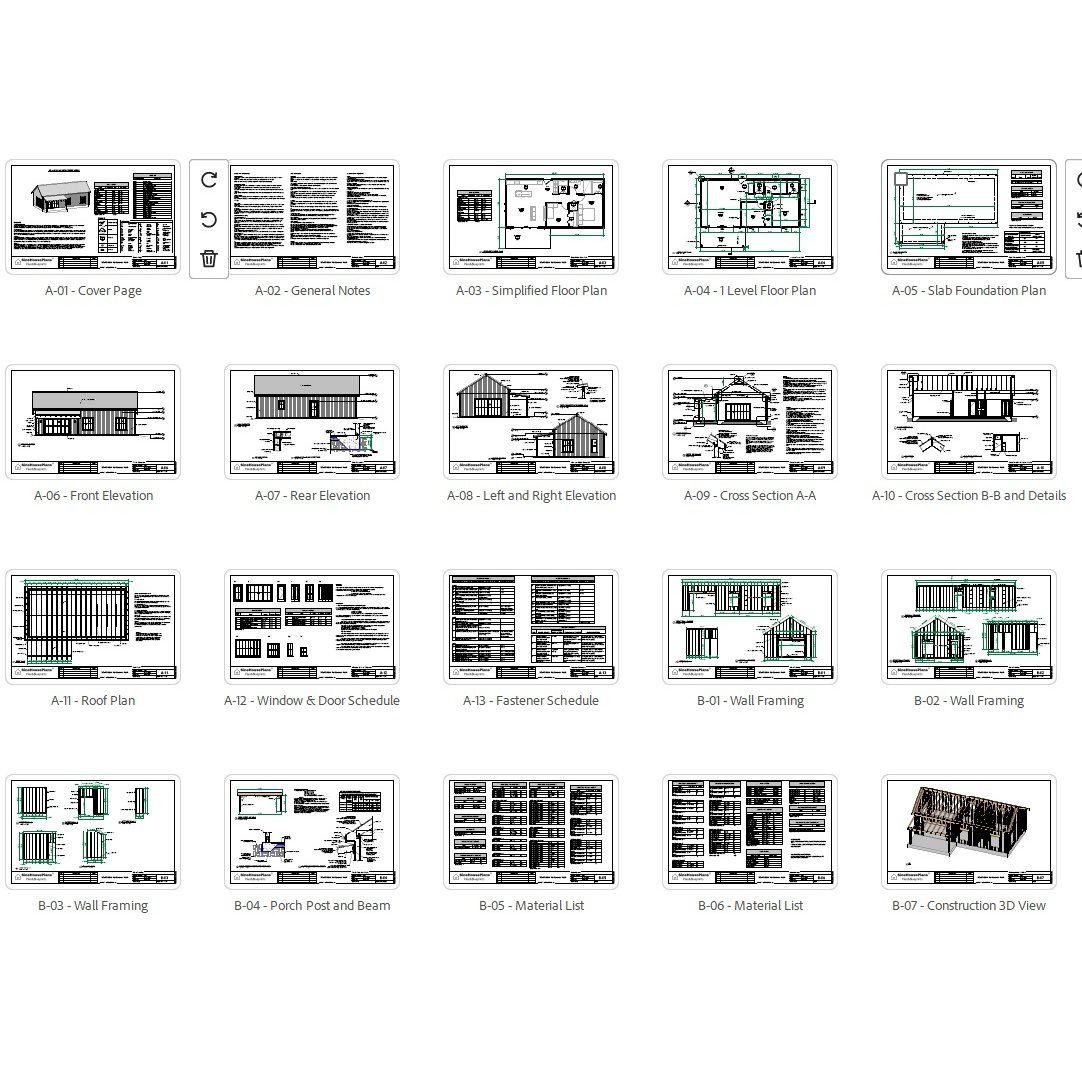 Cozy 2 Bedroom Cabin Plan with Covered Porch-20'x40' Cottage Blueprints - Image 4