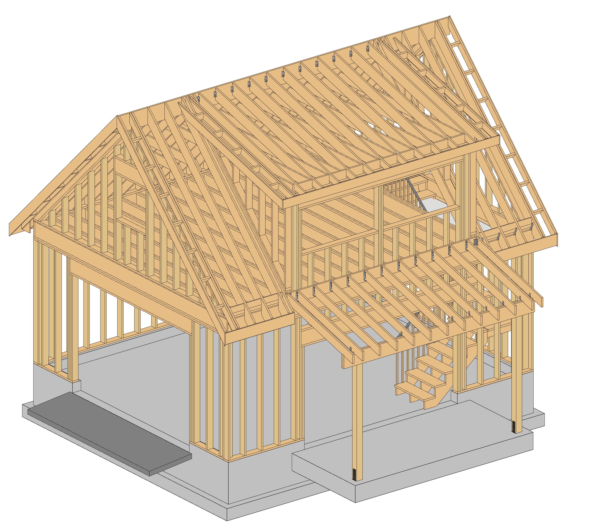 Modern Garage plans with Loft -20'x24' Detached Garage Blueprint - Image 5