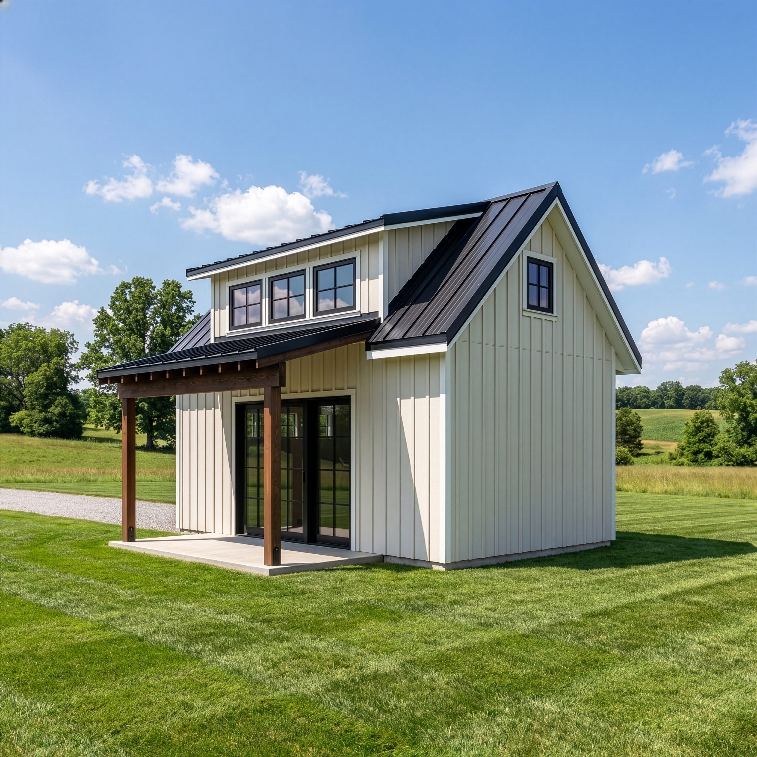 Modern Farmhouse Garage plans with Loft and Covered Porch - Image 2