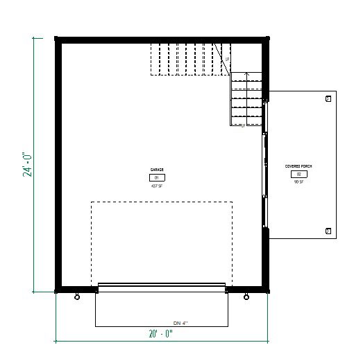 Modern Garage plans with Loft -20'x24' Detached Garage Blueprint - Image 2