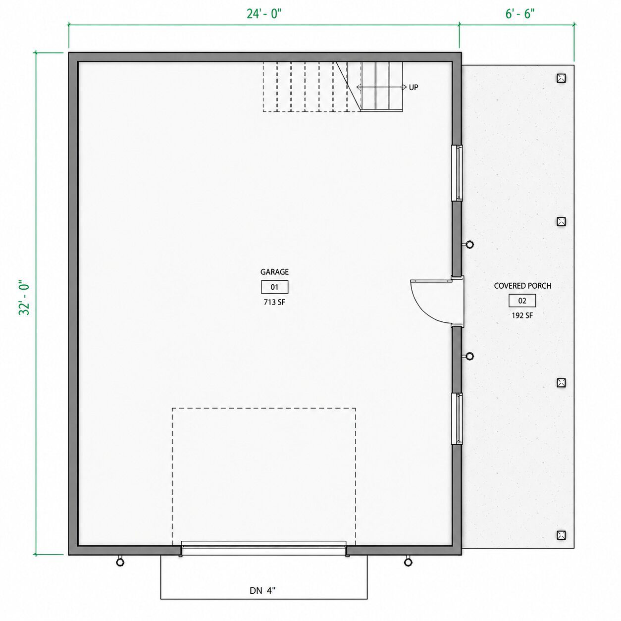 Detached Loft Garage Plans-Modern Farmhouse Garage Blueprints with Covered Porch - Image 2