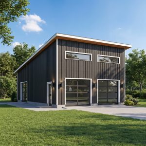 Two Car Garage Plan 26'x38', Detached Shed Roof Garage with Loft Blueprints